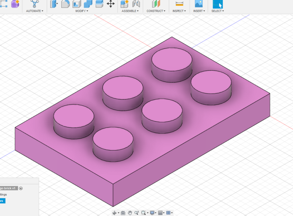 3D model of 3x2 pink Lego brick