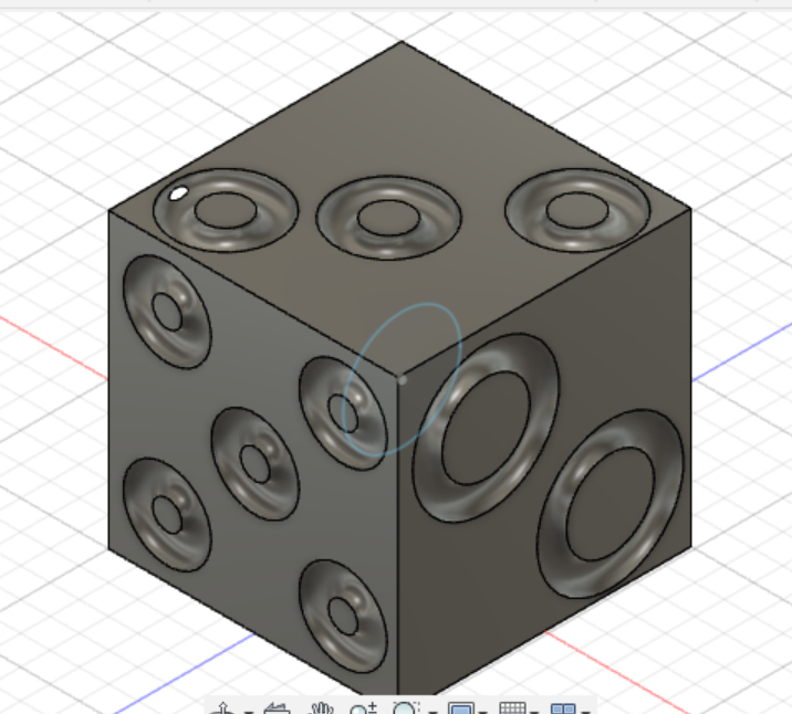 This image is a die. The die only shows sides 2,3, and 5.